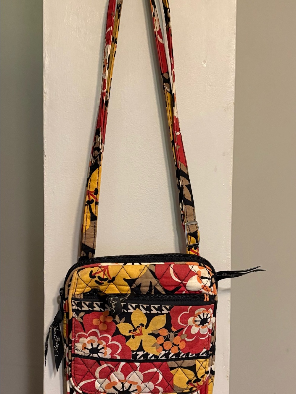 Vera Bradley Quilted Floral Crossbody in Red, Yellow & Black